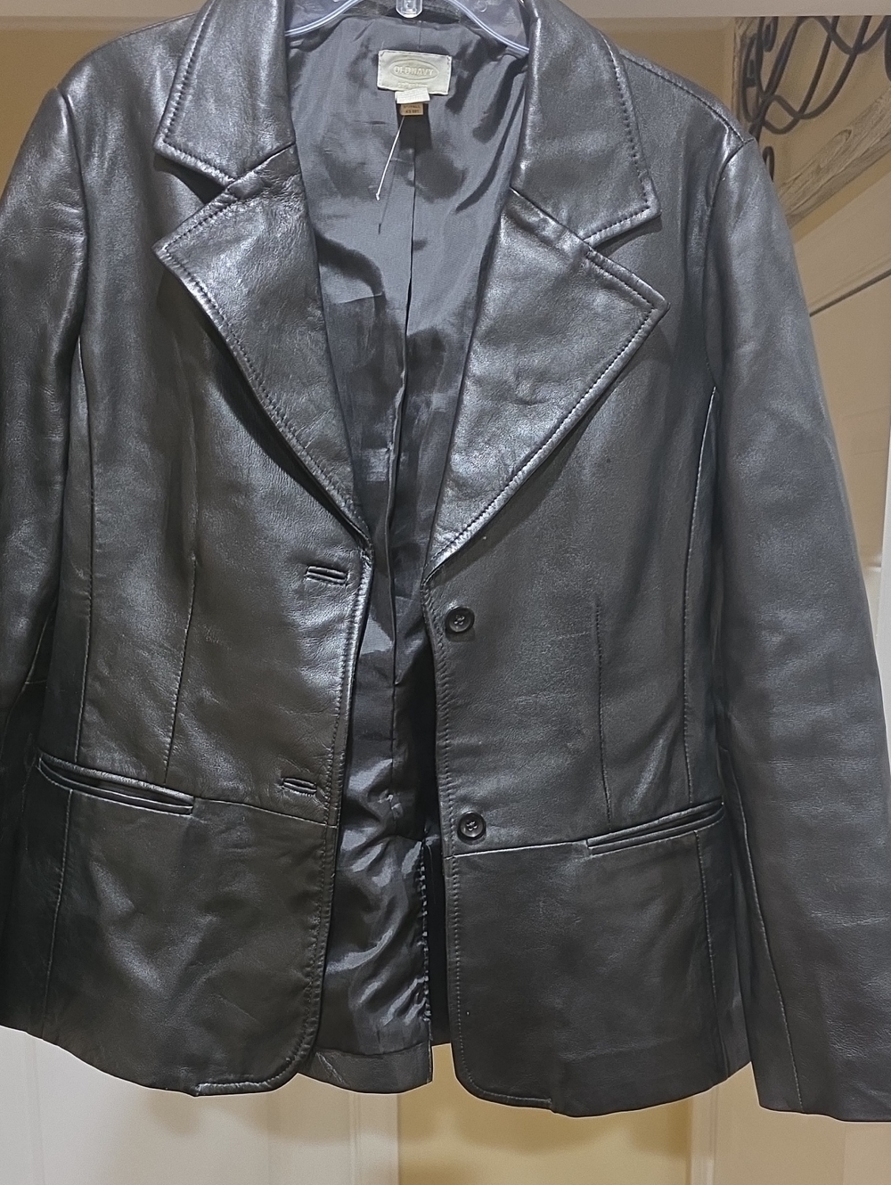 Genuine Leather Black Blazer Jacket - Women